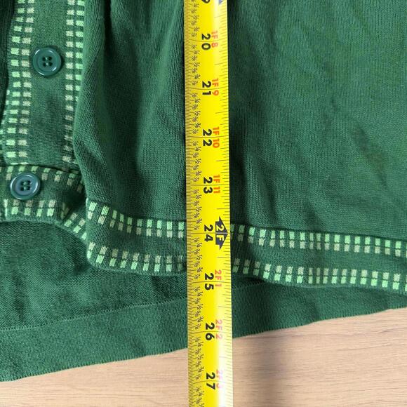 The Shop Men’s Large Green Button Front Short Sleeve Cardigan Knit Sweater Retro - Picture 6 of 8